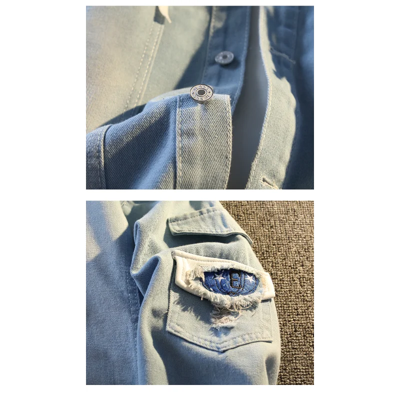 Casual Vacation Two-piece Denim Jacket Men's Button Hooded Cardigan Top image 5